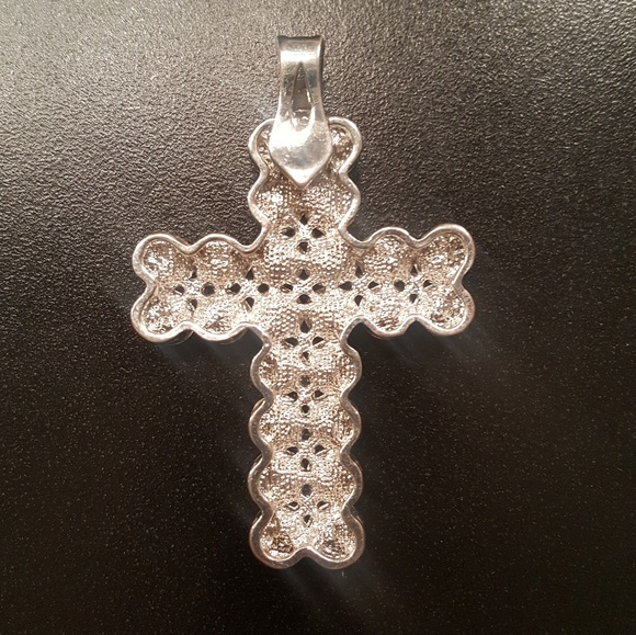 Large Rhinestone Cross Charm - Picture 2 of 2